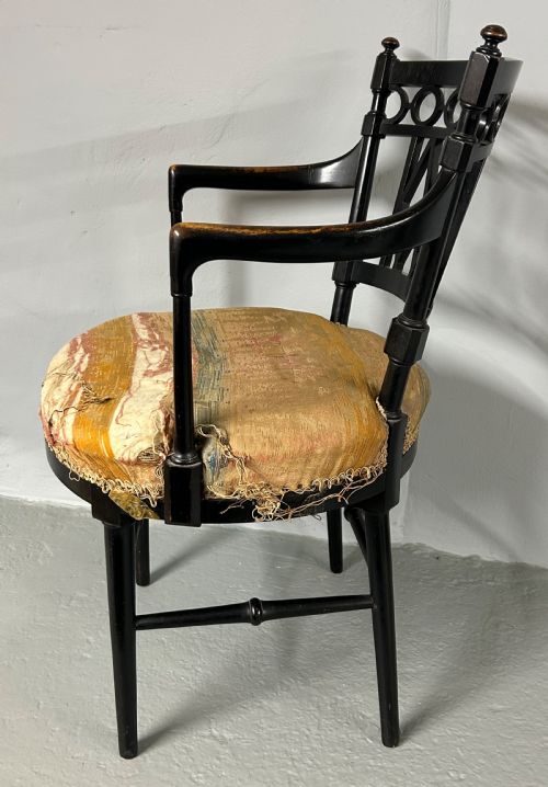 COLLIER AND PLUCKNETT EBONISED AESTHETIC MOVEMENT ARMCHAIR - ADDITIONAL PHOTO 1