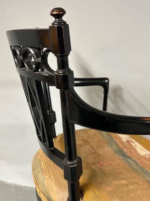 COLLIER AND PLUCKNETT EBONISED AESTHETIC MOVEMENT ARMCHAIR - ADDITIONAL PHOTO 3