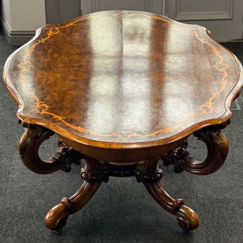 VICTORIAN BURR WALNUT CENTRE TABLE - ADDITIONAL PHOTO 3