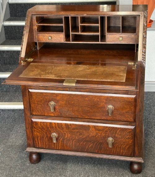 ART DECO OAK WRITING BUREAU - ADDITIONAL PHOTO 3