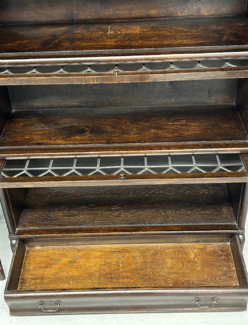 PAIR OF OAK GLOBE WERNICKE BARRISTERS BOOKCASES WITH LEADED DOORS - ADDITIONAL PHOTO 7
