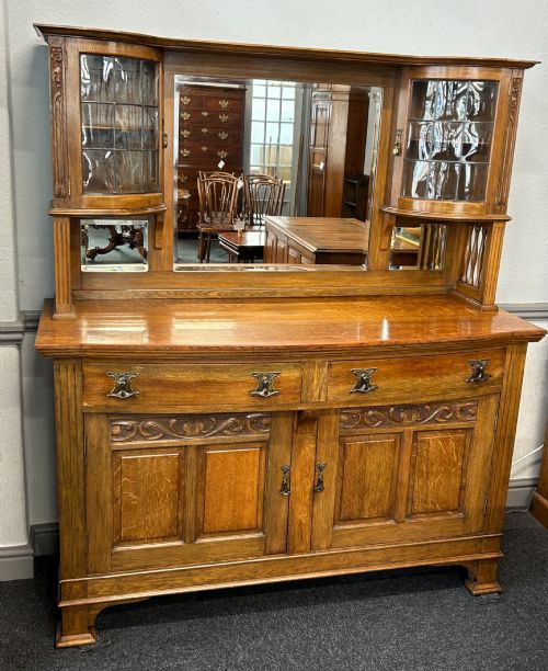 ARTS AND CRAFTS EDWARDIAN OAK SIDEBOARD