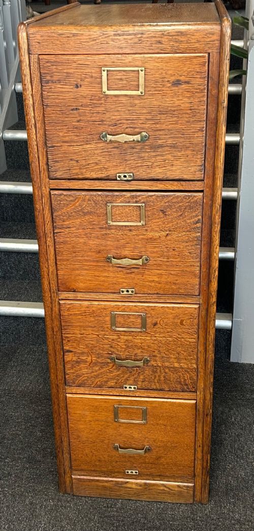 4 Drawer Oak Vertical Filing Cabinet
