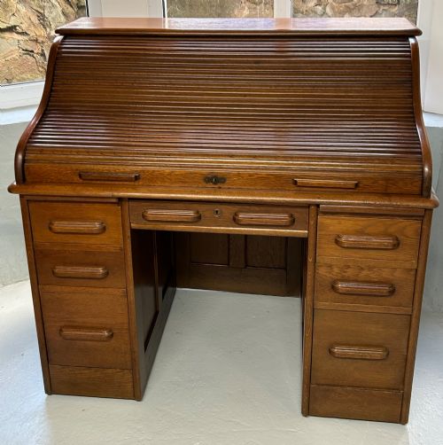 Oak Roll Top Writing Desk