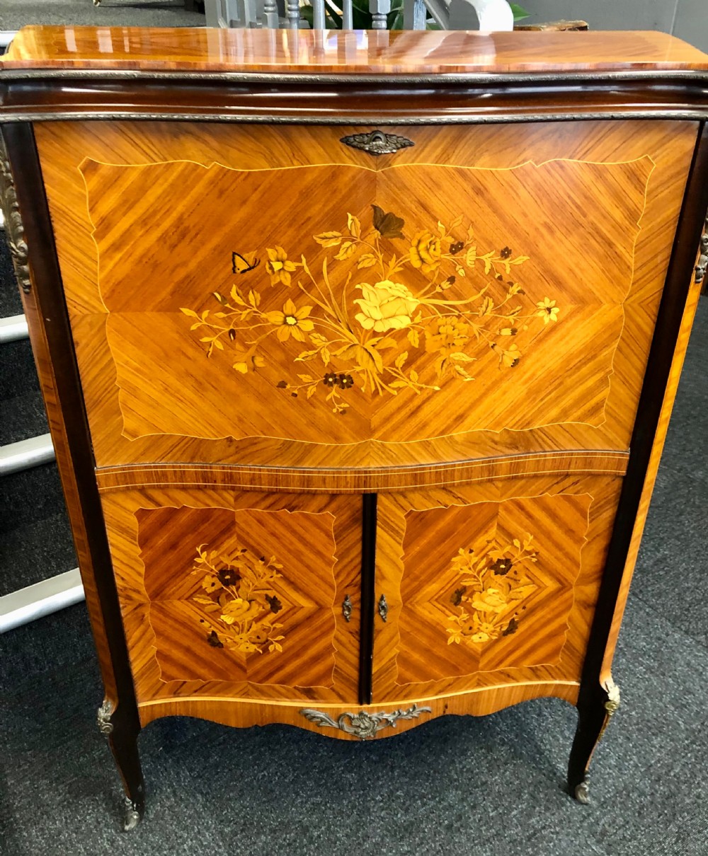 Inlaid marquetry French style cocktail cabinet 