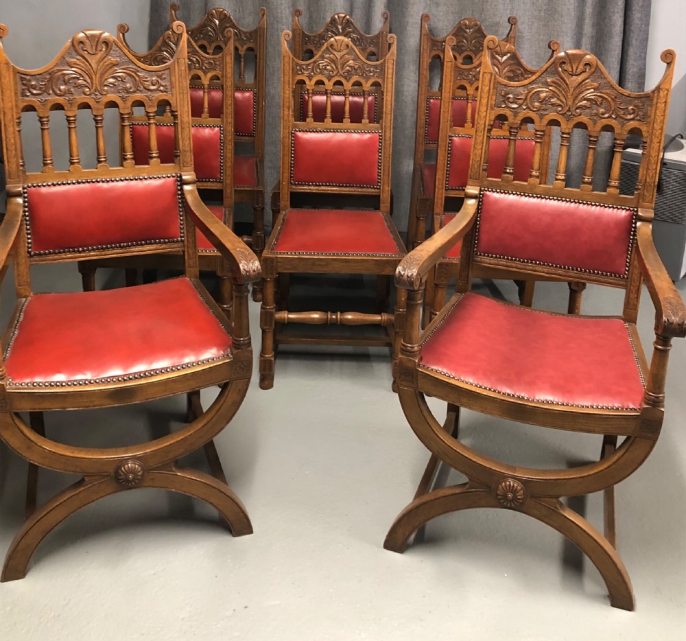 Set of 8 oak dining chairs View II