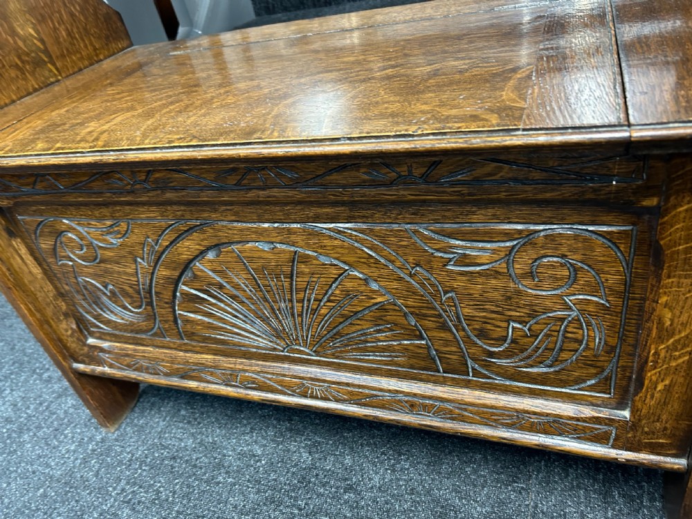 Antique oak monks bench  View VI