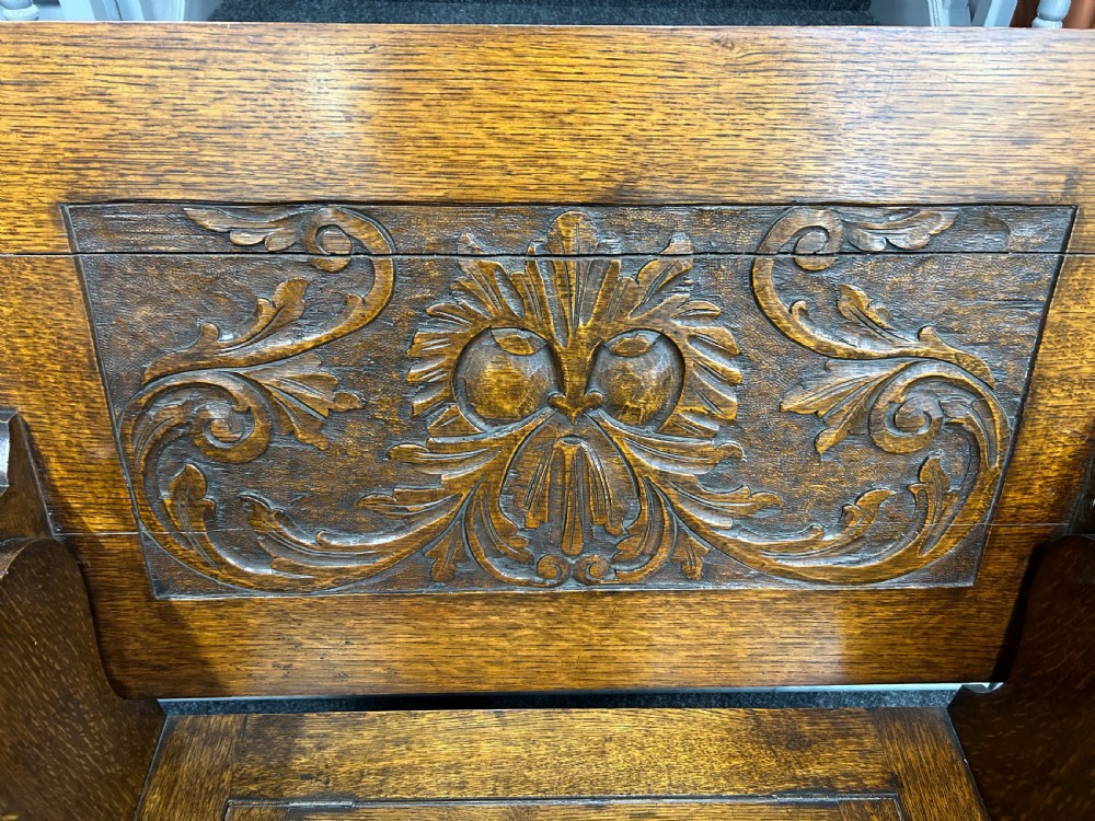 Antique oak monks bench  View VII