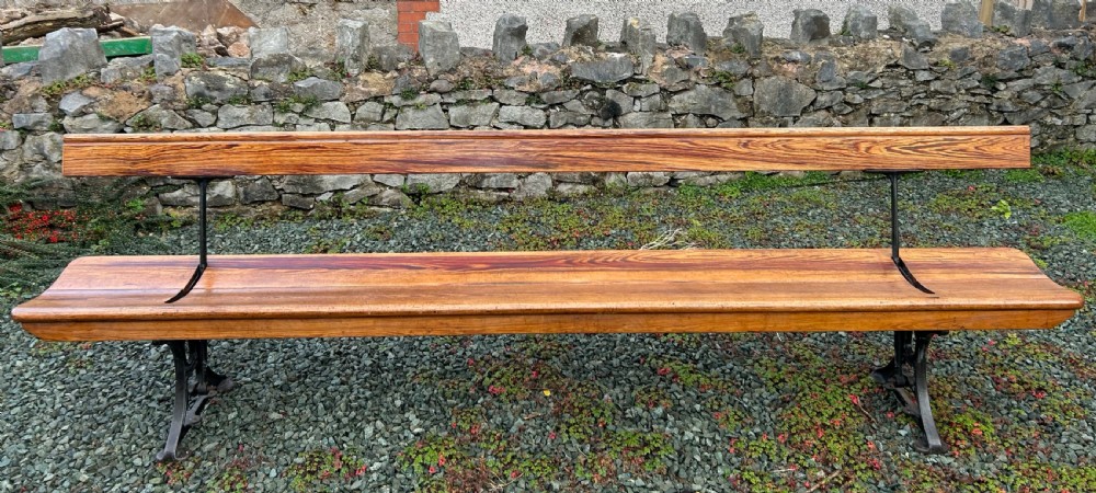 Pitch pine railway bench