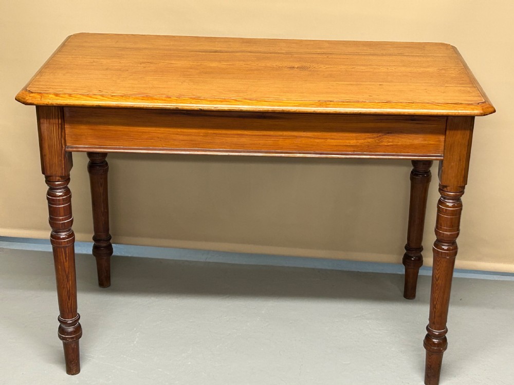Edwardian pitch pine side table  View II