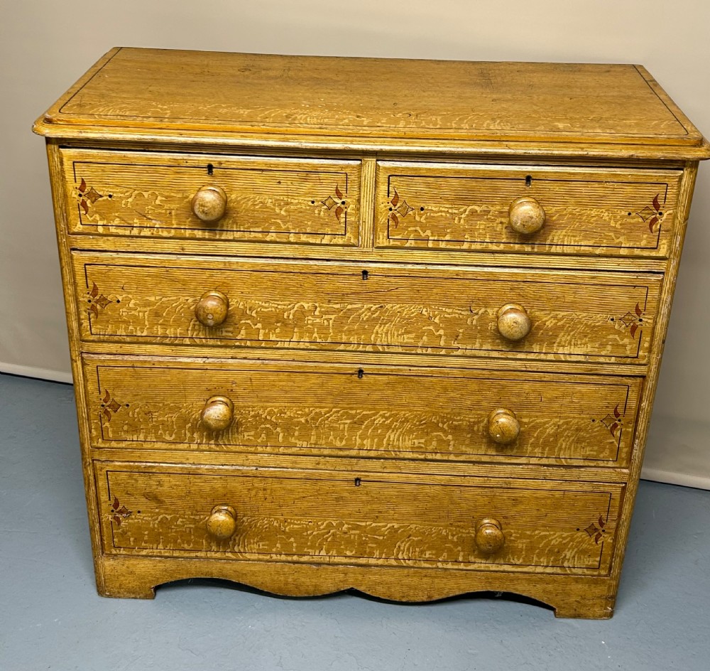 Pine Scumbled Chest Of Drawers 