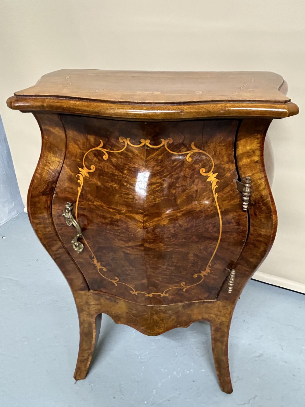 Pair of Walnut french bombe side cabinets  View II