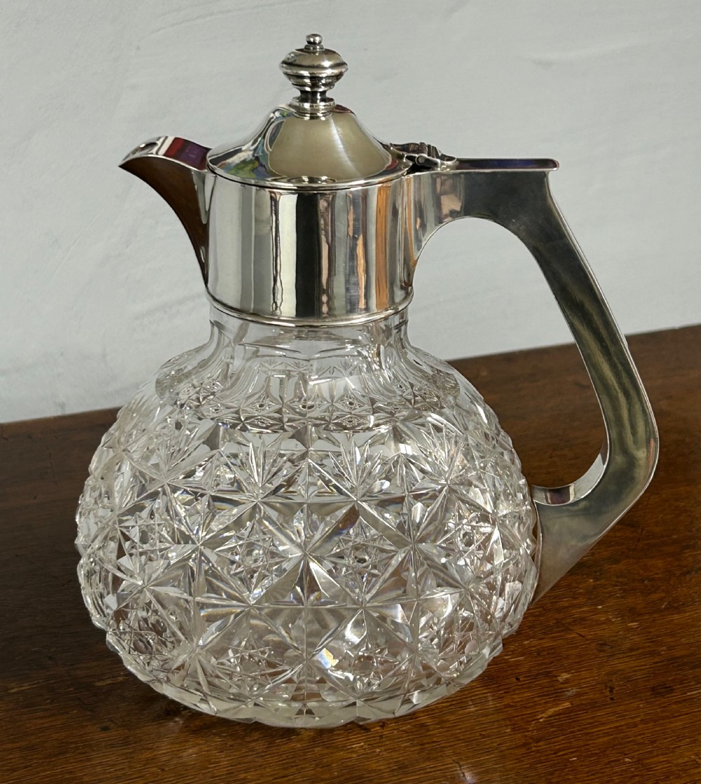 Cut glass silver claret jug