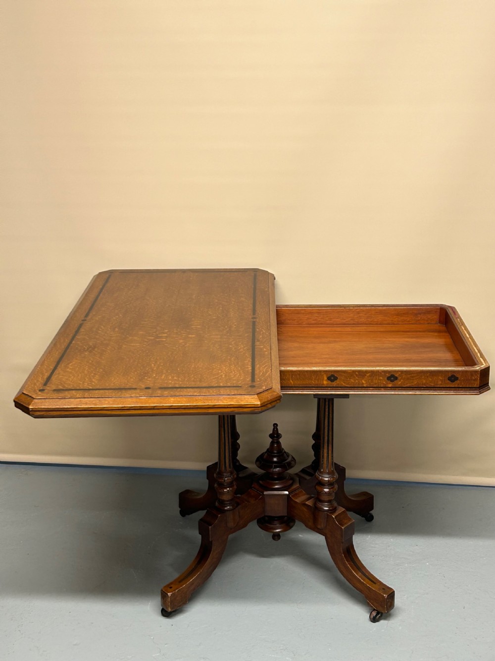 Oak games table in the style of Charles Bevan  View III