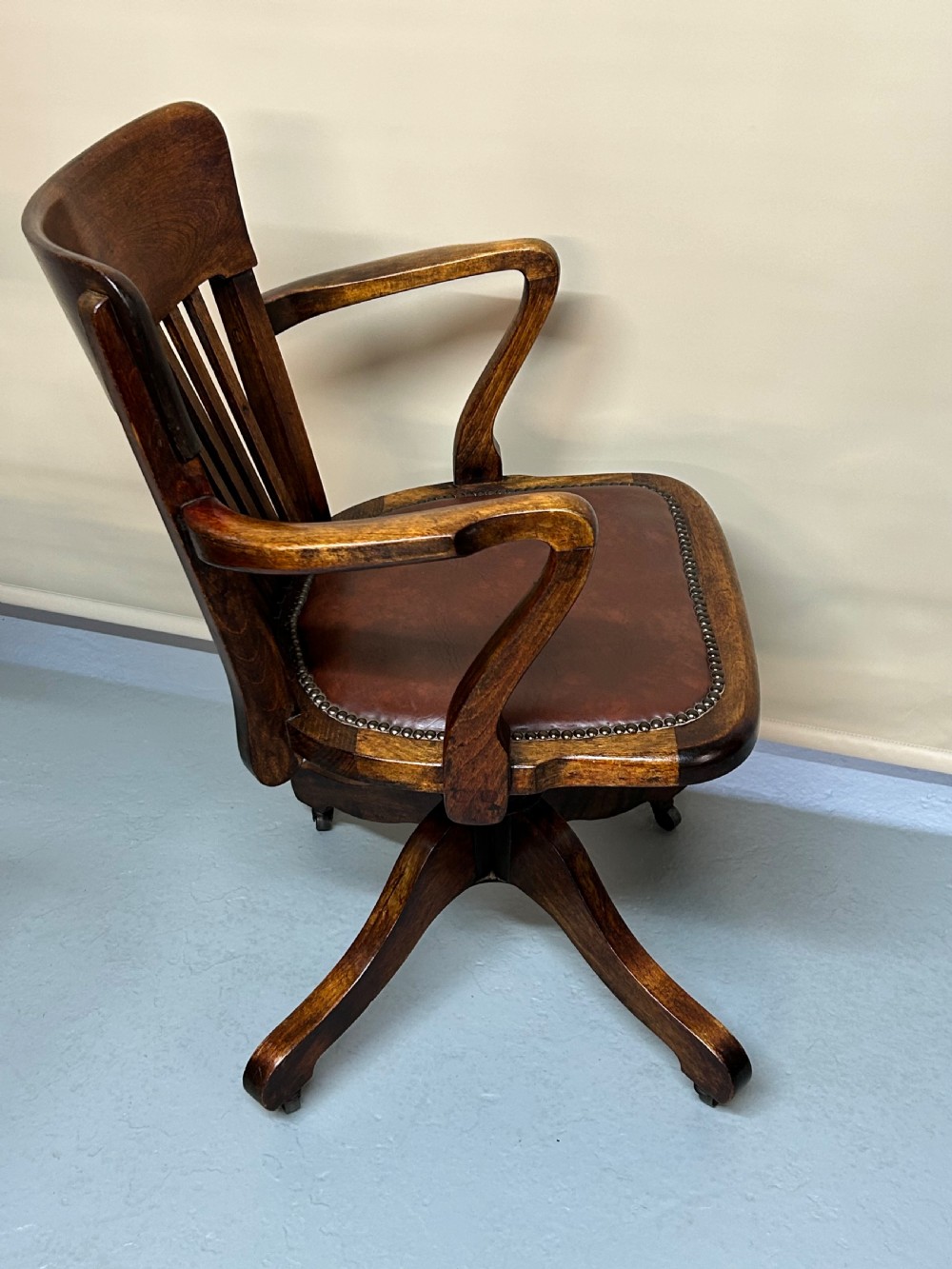 Edwardian Oak Office Chair  View IV