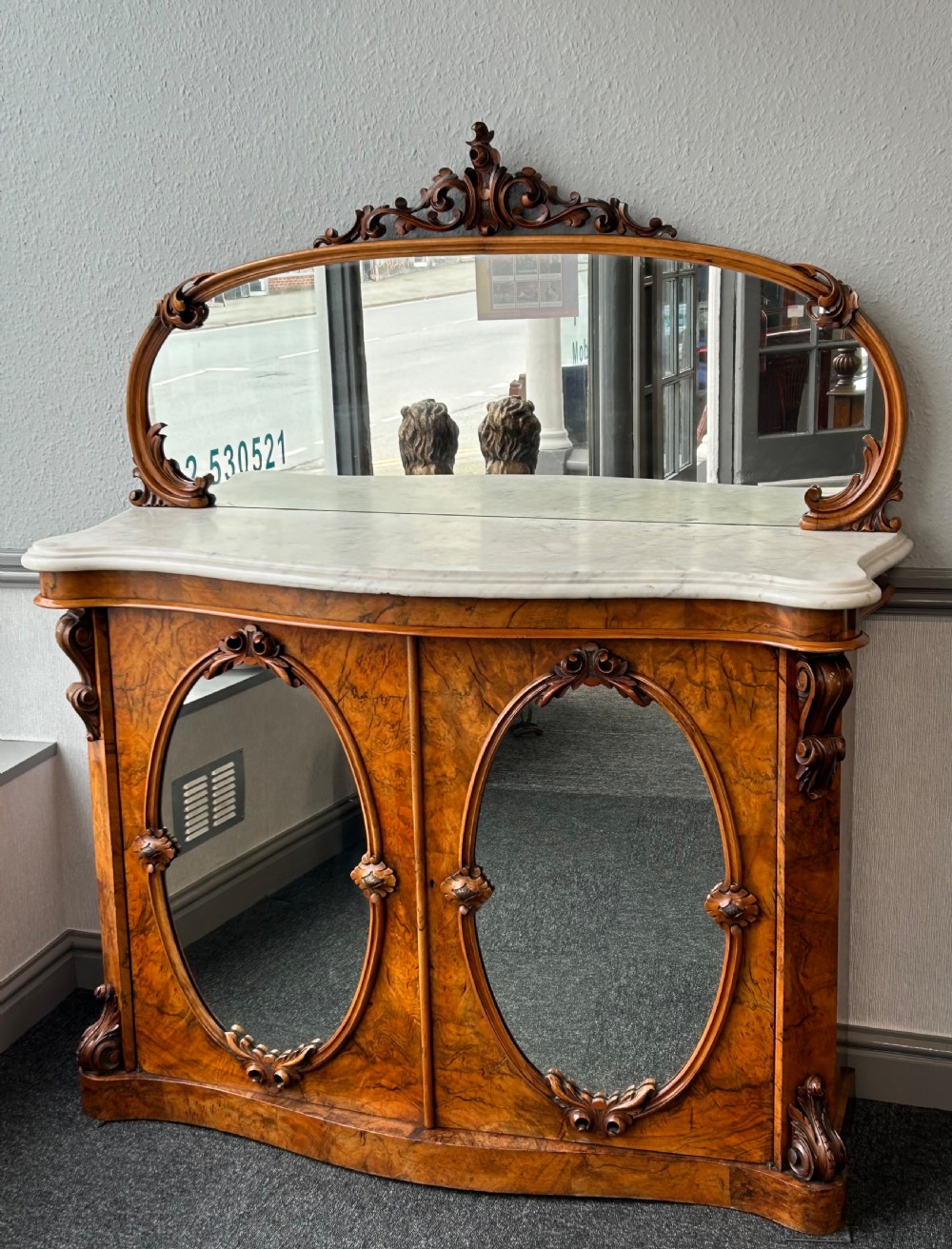 Victorian walnut marble top chiffonier 