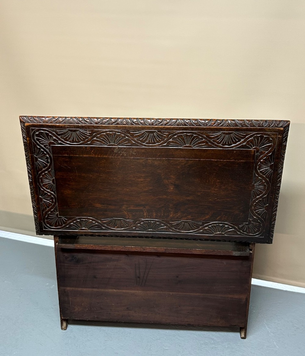 Antique Carved oak monk’s bench  View VI