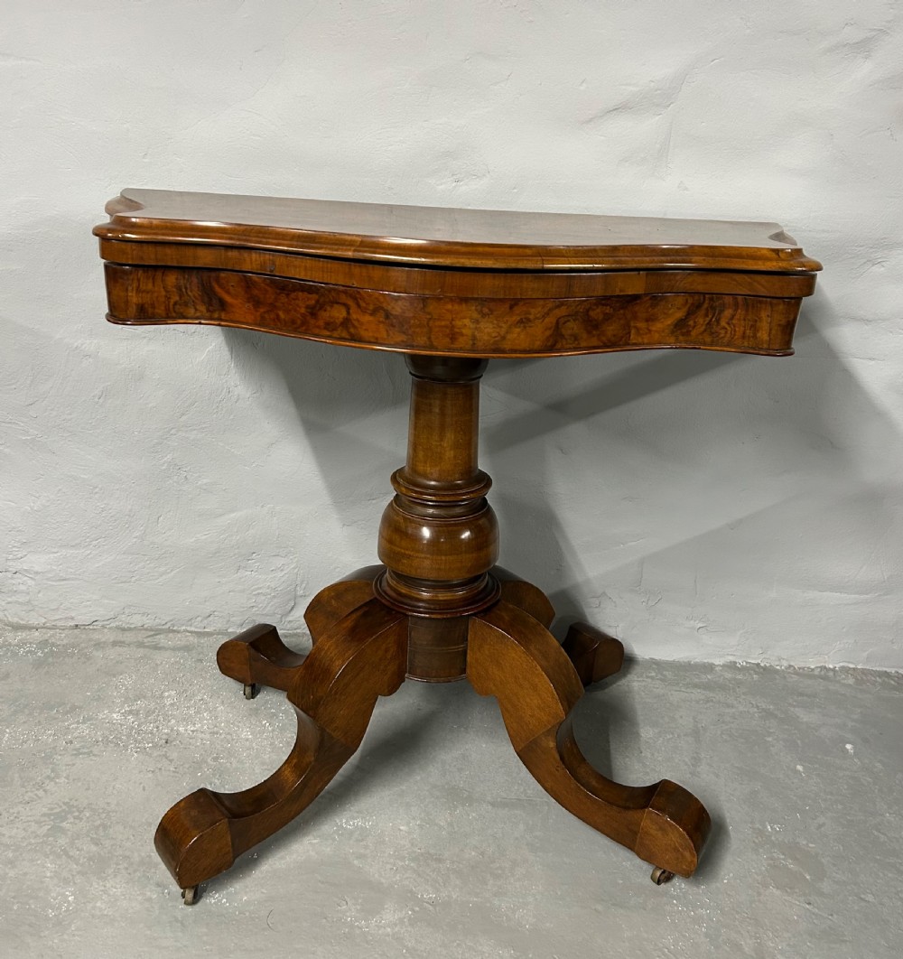 Victorian burr walnut games table View II