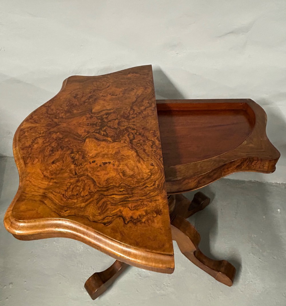Victorian burr walnut games table View IV