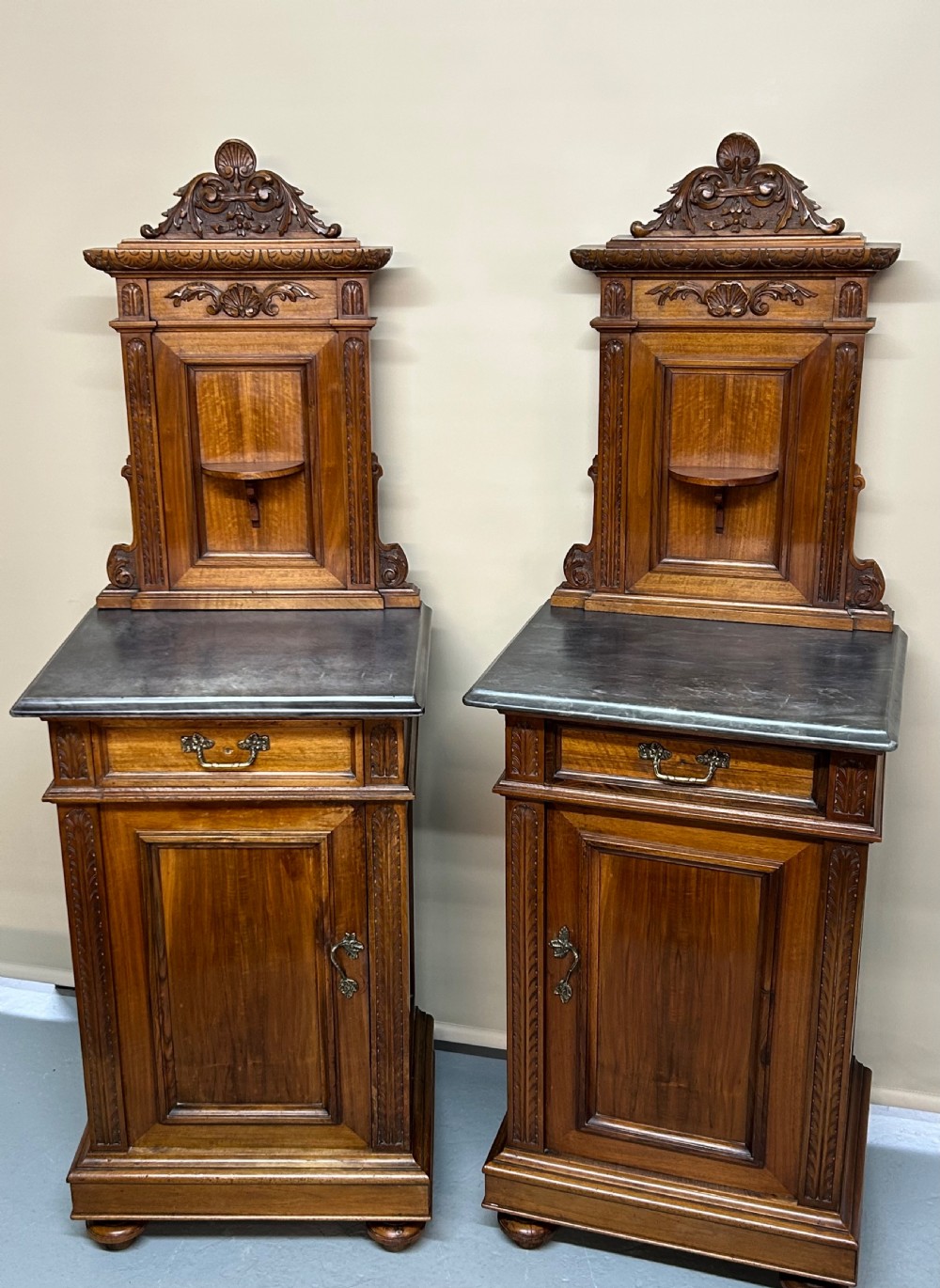 Pair of French walnut 19th century bedside cabinets 