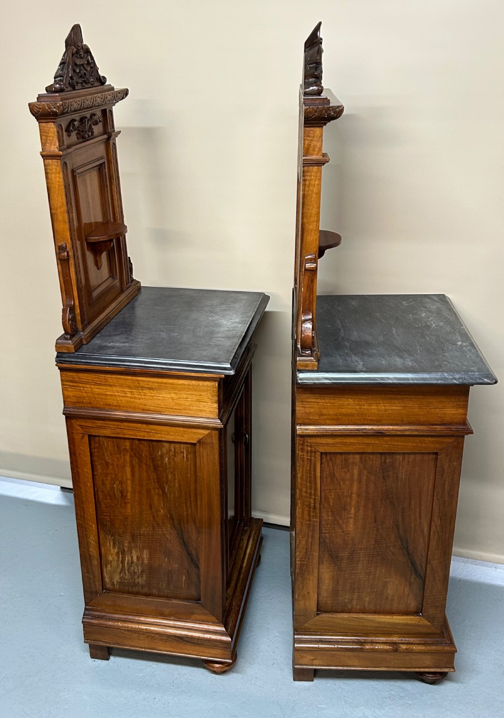 Pair of French walnut 19th century bedside cabinets  View III