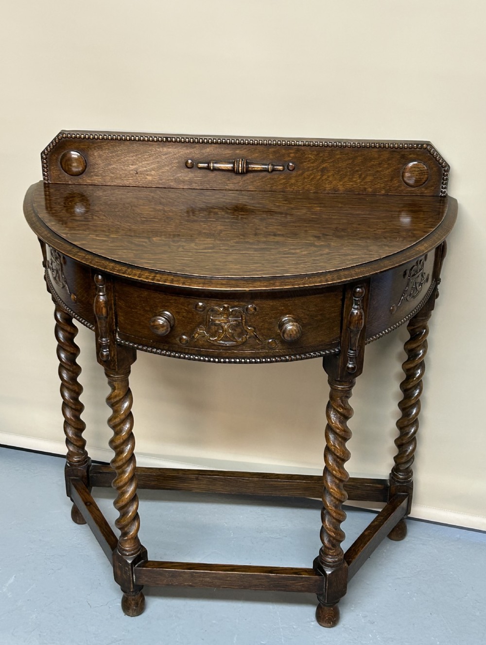 Oak Demi Lune console table 
