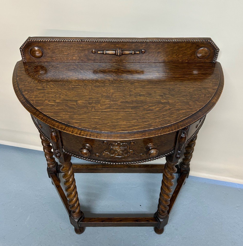 Oak Demi Lune console table  View II