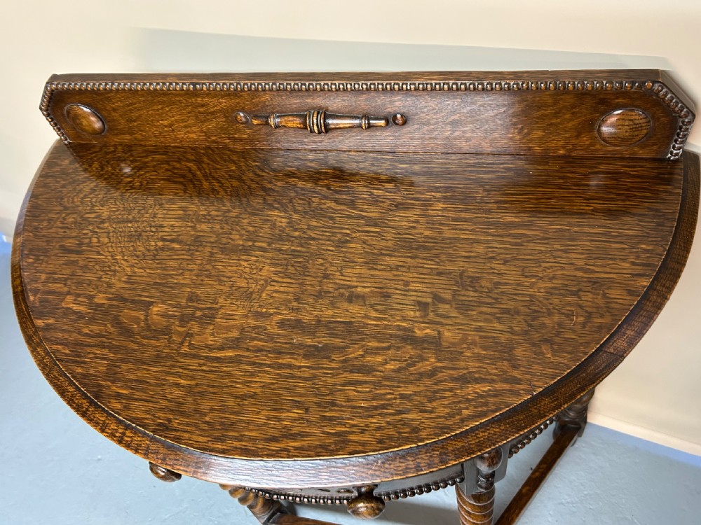 Oak Demi Lune console table  View VIII