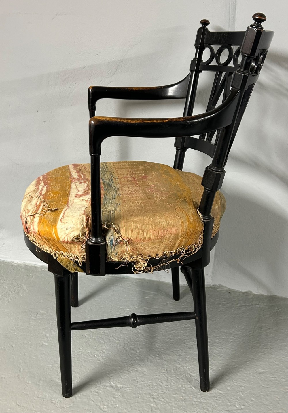 Collier and Plucknett ebonised aesthetic movement armchair  View II