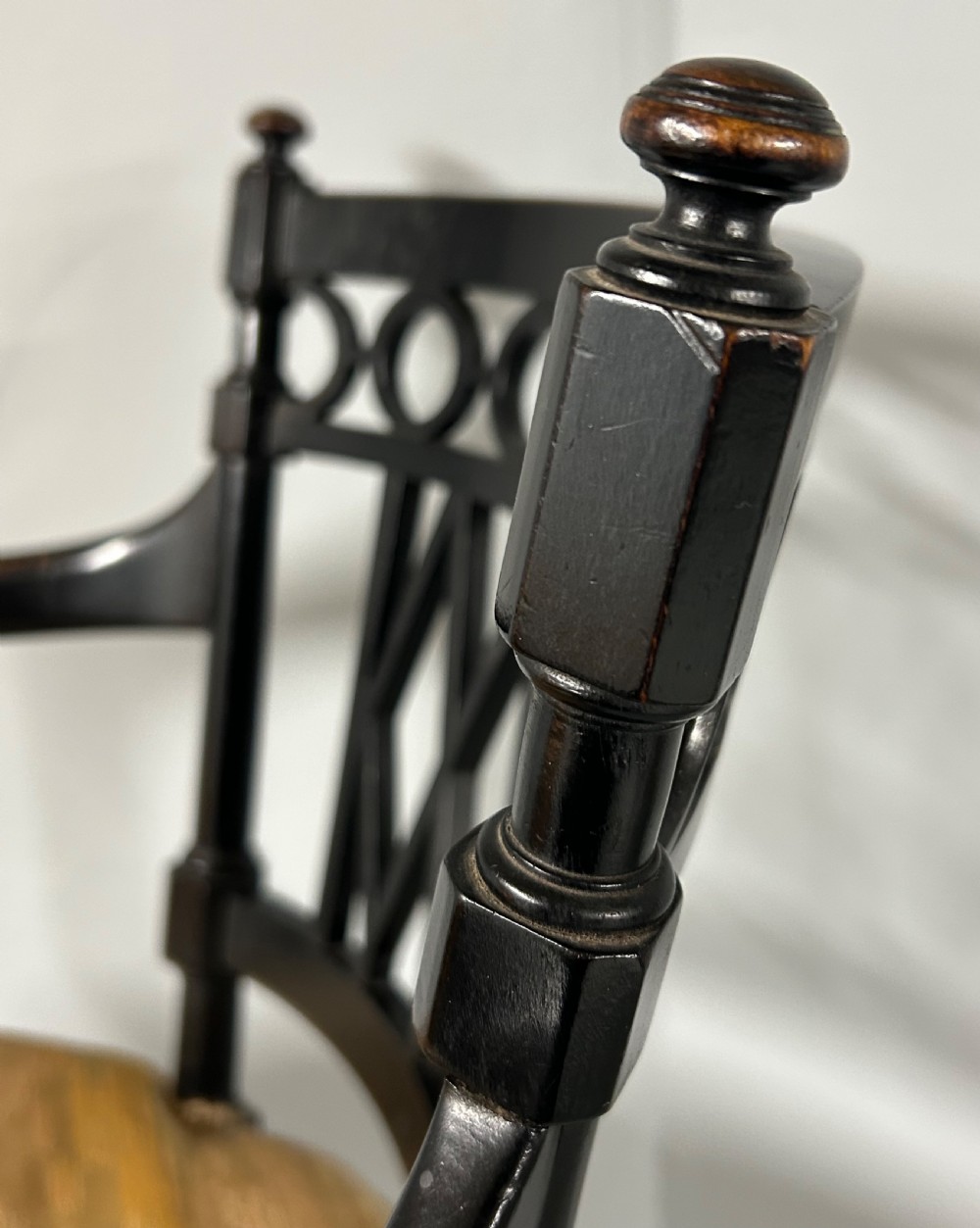 Collier and Plucknett ebonised aesthetic movement armchair  View V