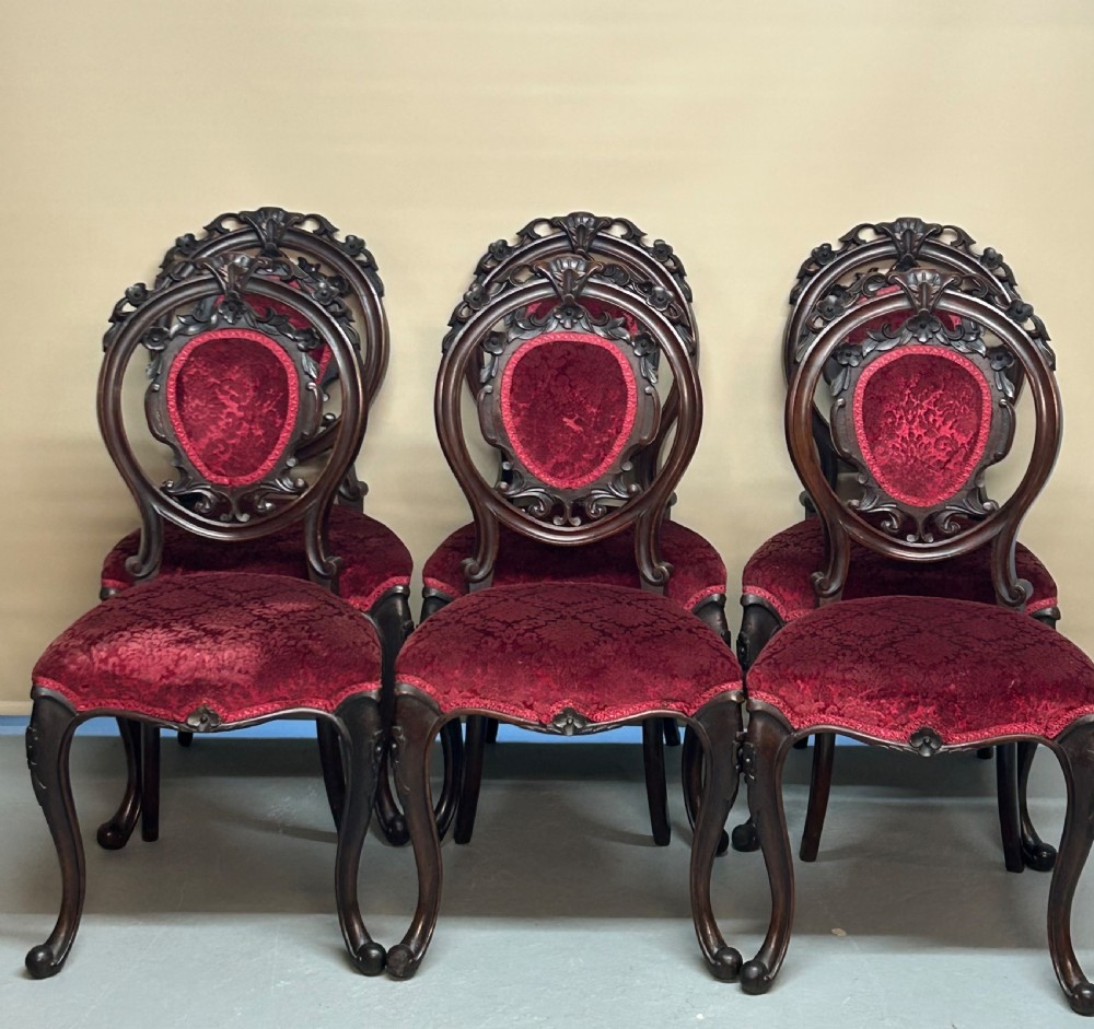 Set of 6 Victorian rosewood dining chairs  View VI