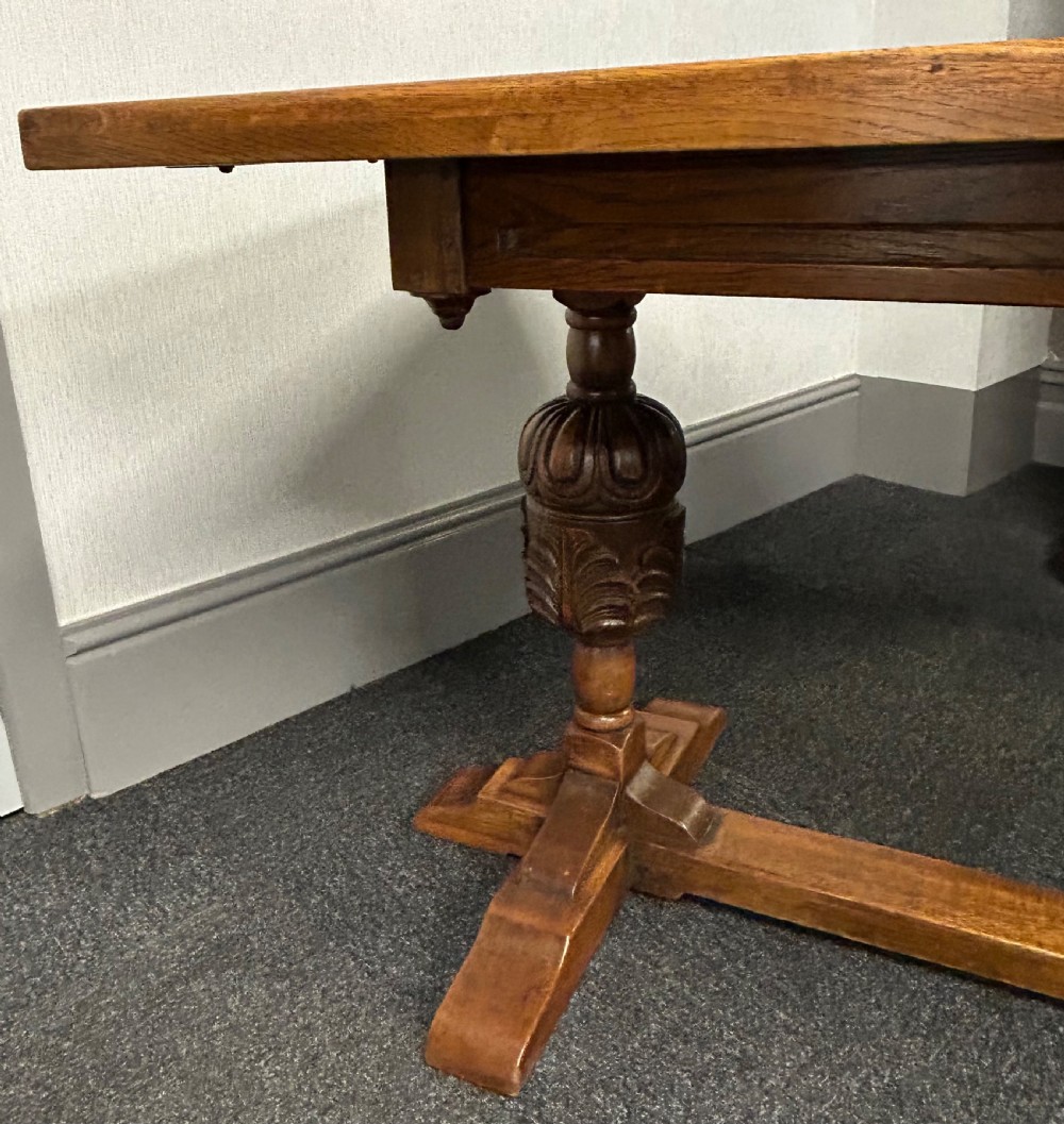 Oak refectory dining table  View V