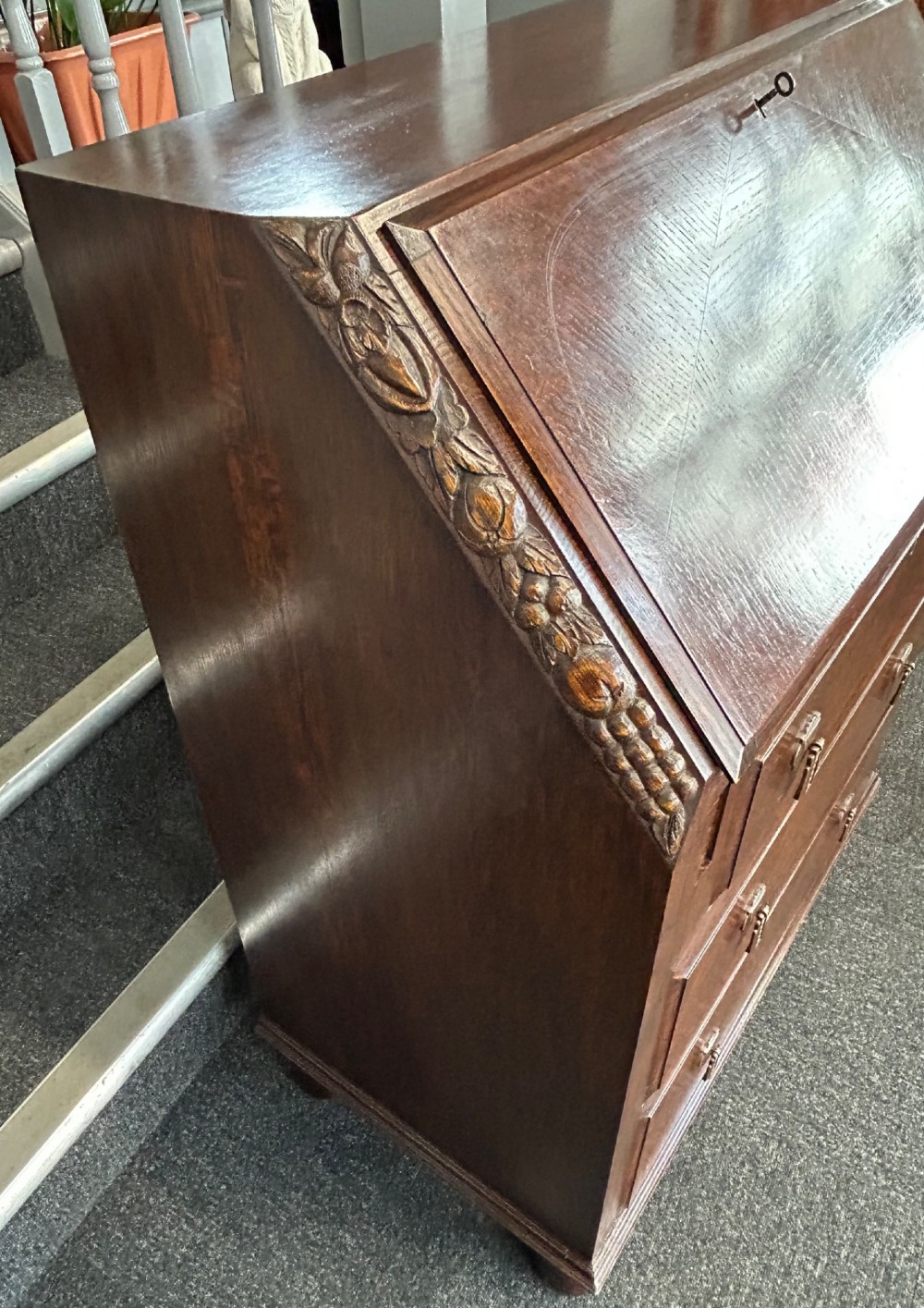 Art Deco Oak Writing Bureau View X