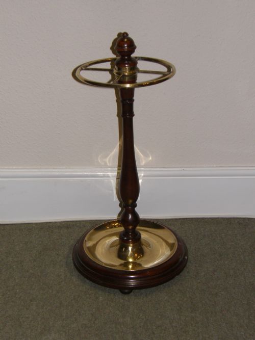 Brass Mahogany Stick Stand