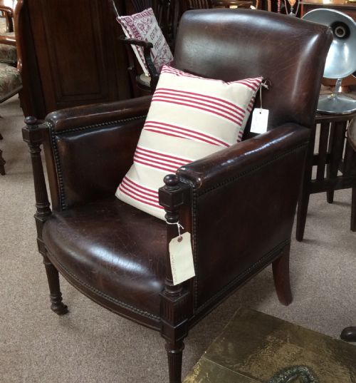 Mahogany Library Leather Armchair