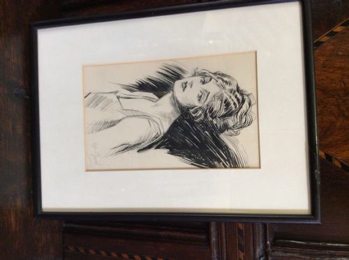 Pen and Ink Drawing of a 1920s Beauty