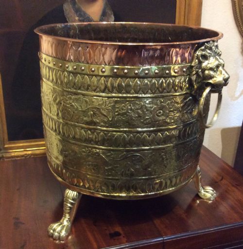 Handsome Brass and Copper Coal/log Bin