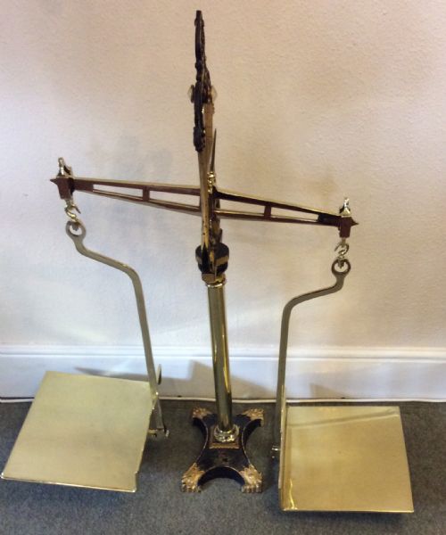 Set of Victorian Weighing Scales by W&t Avery of Birmingham  with Six Victorian Bell Weights