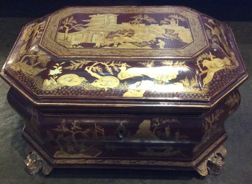 Chinese Export Lacquered Tea Caddy (C1880)