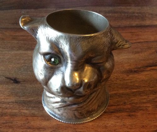 Silver Plated Vesta, Winking Cat