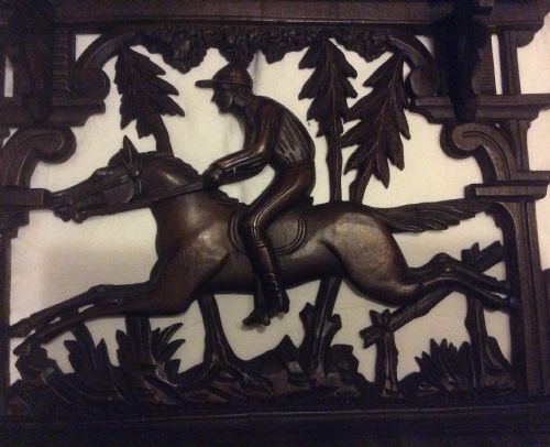 19th Century Carved Wall Shelves with Horse and Jockey
