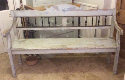 Antique Pine Bench in Original Colours/paint