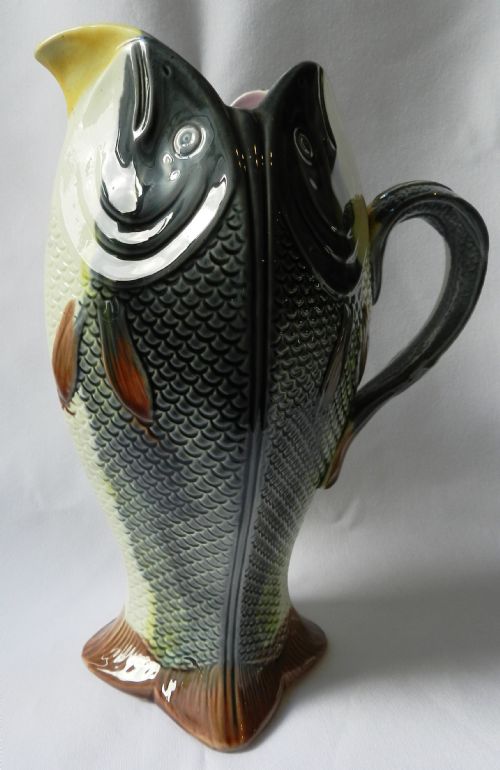 19th Century Majolica Fish Pitcher