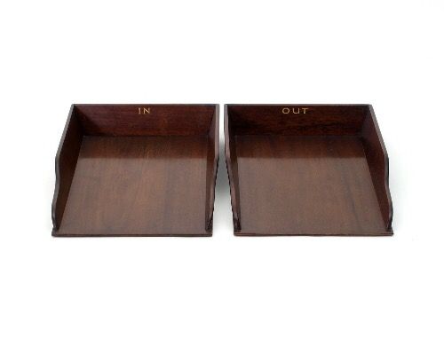 In & Out Mahogany Stationary Trays