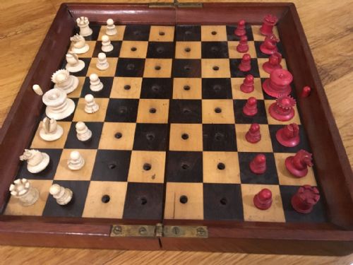 Antique Jaques & Sons 'In Status Quo' Travelling Chess Set