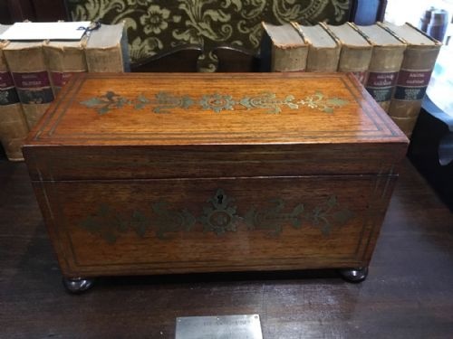 Regency Brass Inlaid Tea Caddy