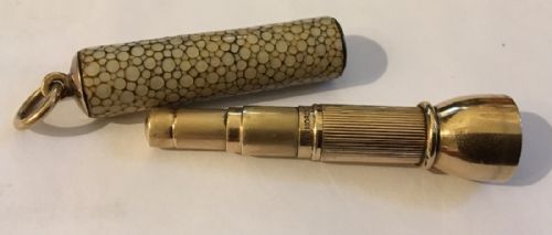 Gold and Shagreen Cigar Piercer Made by S. Mordan & Co for Asprey