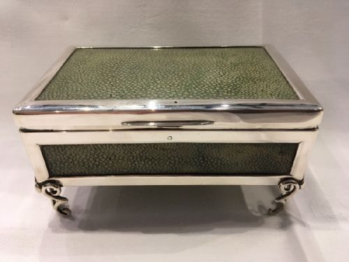 Shagreen and Silver Cigarette Box