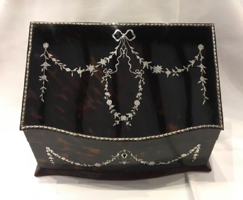 Tortoiseshell and Silver Pique Stationery Box