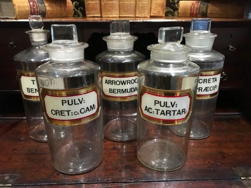 Five Large Victorian Apothecary Bottles